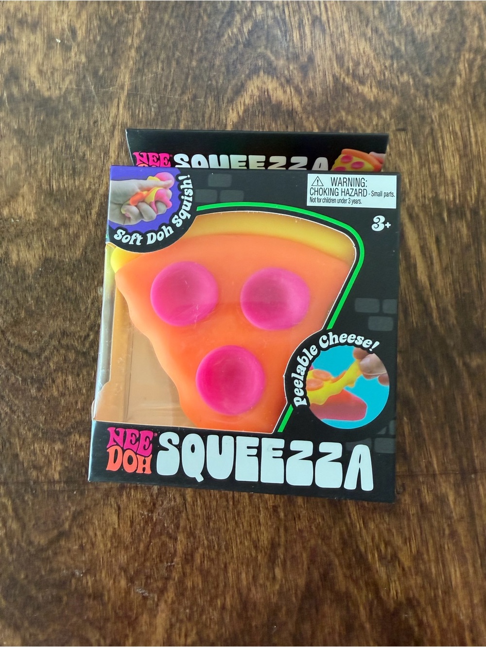 NeeDoh SQUEEZZA Pizza Squishy - Orange w/Pink Toppings -Squish, AUTHENTIC fidget
